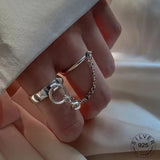 Vintage Silver Chain Ring For Women Fine Jewelry For Party Birthday Gift - Gemstone Gold