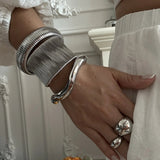 Vintage Wide Cuff Bangles For Women Bracelets Hip Hop Punk Silver Jewelry Gift - Gemstone Gold