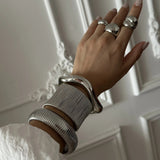 Vintage Wide Cuff Bangles For Women Bracelets Hip Hop Punk Silver Jewelry Gift - Gemstone Gold