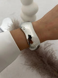 Vintage Wide Cuff Bangles Punk Gold Spring For Women Bracelets Jewelry - Gemstone Gold