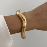 Vintage Wide Cuff Bangles Punk Gold Spring For Women Bracelets Jewelry - Gemstone Gold