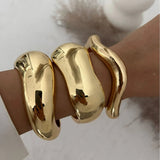 Vintage Wide Cuff Bangles Punk Gold Spring For Women Bracelets Jewelry - Gemstone Gold