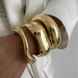 Vintage Wide Cuff Bangles Punk Gold Spring For Women Bracelets Jewelry - Gemstone Gold