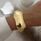 Vintage Wide Cuff Bangles Punk Gold Spring For Women Bracelets Jewelry - Gemstone Gold