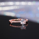 Wedding Band Eternity Ring Women Round Zirconia Engagement Jewelry - Gemstone Gold