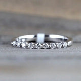 Wedding Band Eternity Ring Women Round Zirconia Engagement Jewelry - Gemstone Gold