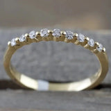 Wedding Band Eternity Ring Women Round Zirconia Engagement Jewelry - Gemstone Gold