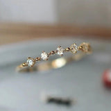 Wedding Band Eternity Ring Women Round Zirconia Engagement Jewelry - Gemstone Gold