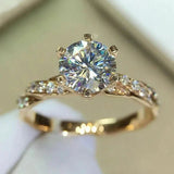 Wedding Band Eternity Ring Women Round Zirconia Engagement Jewelry - Gemstone Gold