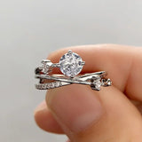 Wedding Band Eternity Ring Women Round Zirconia Engagement Jewelry - Gemstone Gold