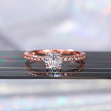 Wedding Band Eternity Ring Women Round Zirconia Engagement Jewelry - Gemstone Gold