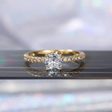 Wedding Band Eternity Ring Women Round Zirconia Engagement Jewelry - Gemstone Gold