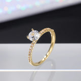 Wedding Band Eternity Ring Women Round Zirconia Engagement Jewelry - Gemstone Gold