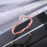 Wedding Band Eternity Ring Women Round Zirconia Engagement Jewelry - Gemstone Gold