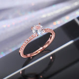 Wedding Band Eternity Ring Women Round Zirconia Engagement Jewelry - Gemstone Gold
