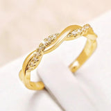 Wedding Band Eternity Ring Women Round Zirconia Engagement Jewelry - Gemstone Gold