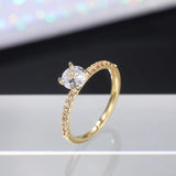 Wedding Band Eternity Ring Women Round Zirconia Engagement Jewelry - Gemstone Gold