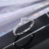 Wedding Band Eternity Ring Women Round Zirconia Engagement Jewelry - Gemstone Gold