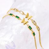 Welding Sanding Butterfly Square Bracelet Zircon Fine Jewelry Chain For Women - Gemstone Gold