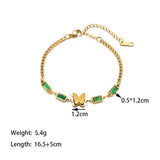 Welding Sanding Butterfly Square Bracelet Zircon Fine Jewelry Chain For Women - Gemstone Gold