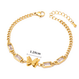 Welding Sanding Butterfly Square Bracelet Zircon Fine Jewelry Chain For Women - Gemstone Gold