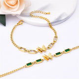 Welding Sanding Butterfly Square Bracelet Zircon Fine Jewelry Chain For Women - Gemstone Gold