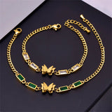 Welding Sanding Butterfly Square Bracelet Zircon Fine Jewelry Chain For Women - Gemstone Gold