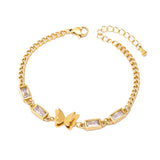 Welding Sanding Butterfly Square Bracelet Zircon Fine Jewelry Chain For Women - Gemstone Gold