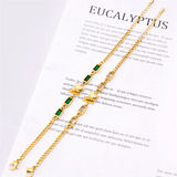 Welding Sanding Butterfly Square Bracelet Zircon Fine Jewelry Chain For Women - Gemstone Gold