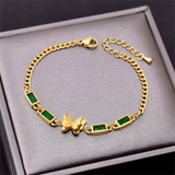 Welding Sanding Butterfly Square Bracelet Zircon Fine Jewelry Chain For Women - Gemstone Gold
