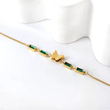 Welding Sanding Butterfly Square Bracelet Zircon Fine Jewelry Chain For Women - Gemstone Gold