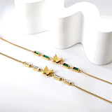 Welding Sanding Butterfly Square Bracelet Zircon Fine Jewelry Chain For Women - Gemstone Gold