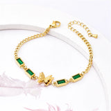 Welding Sanding Butterfly Square Bracelet Zircon Fine Jewelry Chain For Women - Gemstone Gold