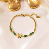 Welding Sanding Butterfly Square Bracelet Zircon Fine Jewelry Chain For Women - Gemstone Gold