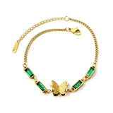 Welding Sanding Butterfly Square Bracelet Zircon Fine Jewelry Chain For Women - Gemstone Gold