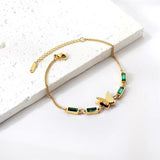 Welding Sanding Butterfly Square Bracelet Zircon Fine Jewelry Chain For Women - Gemstone Gold