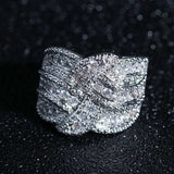Elegant white sapphire gemstone cocktail ring for women with silver prong setting, perfect for weddings and engagements