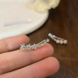 White Star Flower Climbing Earrings for Women Sliver Jewelry Gifts - Gemstone Gold