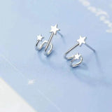 White Star Flower Climbing Earrings for Women Sliver Jewelry Gifts - Gemstone Gold