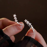 White Star Flower Climbing Earrings for Women Sliver Jewelry Gifts - Gemstone Gold