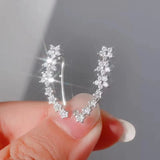 White Star Flower Climbing Earrings for Women Sliver Jewelry Gifts - Gemstone Gold