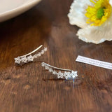 White Star Flower Climbing Earrings for Women Sliver Jewelry Gifts - Gemstone Gold