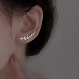 White Star Flower Climbing Earrings for Women Sliver Jewelry Gifts - Gemstone Gold