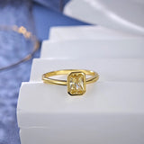 Women Golden Moissanite Ring Couple Love Engagement Jewelry Wedding - Gemstone Gold