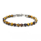 Wrist Chain Jewelry Bracelet Yellow Tiger Eye Volcanic Beaded Women - Gemstone Gold