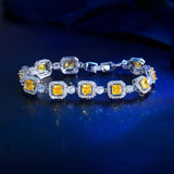 Yellow Citerin Bridal Bracelet Wedding Square Tennis for Women Party Jewelry - Gemstone Gold