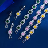 Yellow Citerin Bridal Bracelet Wedding Square Tennis for Women Party Jewelry - Gemstone Gold
