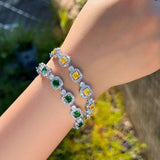 Yellow Citerin Bridal Bracelet Wedding Square Tennis for Women Party Jewelry - Gemstone Gold
