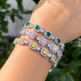 Yellow Citerin Bridal Bracelet Wedding Square Tennis for Women Party Jewelry - Gemstone Gold
