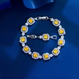 Yellow Citerin Bridal Bracelet Wedding Square Tennis for Women Party Jewelry - Gemstone Gold